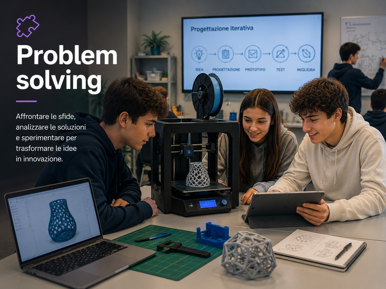 Problem solving: studenti sperimentano prototipi con una stampante 3D.